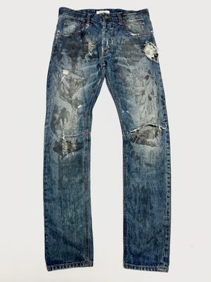 Balmain SS2012 Straight Cut Distressed Denim