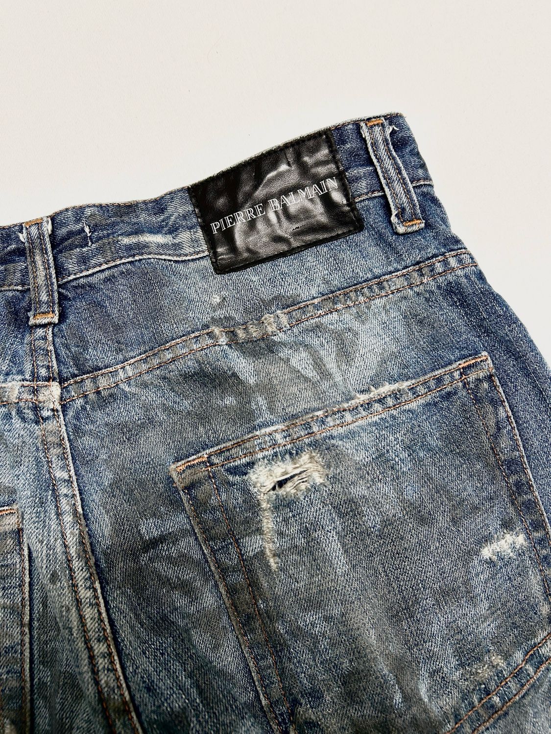 Balmain SS2012 Straight Cut Distressed Denim