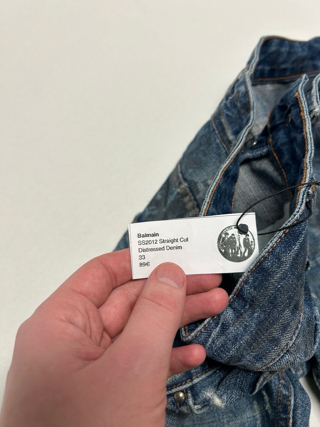 Balmain SS2012 Straight Cut Distressed Denim