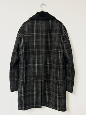 Saint Laurent Paris by Anthony Vaccarello FW2019 Alpaca Wool Plaid Fur Coat