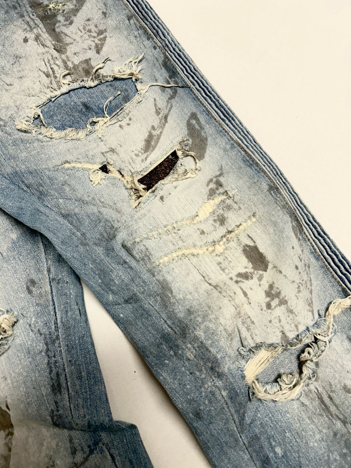 Balmain by Olivier Rousteing SS2016 Panelled Distressed Denim 