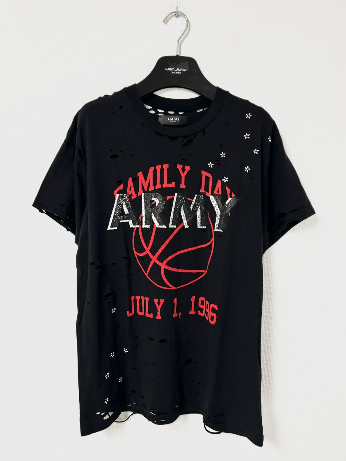 AMIRI by Mike Amiri  FW2017 Army Family Day Distressed T-Shirt