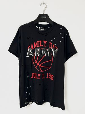 AMIRI by Mike Amiri  FW2017 Army Family Day Distressed T-Shirt