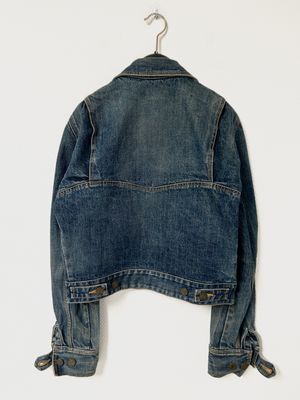 Saint Laurent Paris by Hedi Slimane FW2015 1/1 Sample Zip-Up Western Pleated Pintuck Denim Jacket