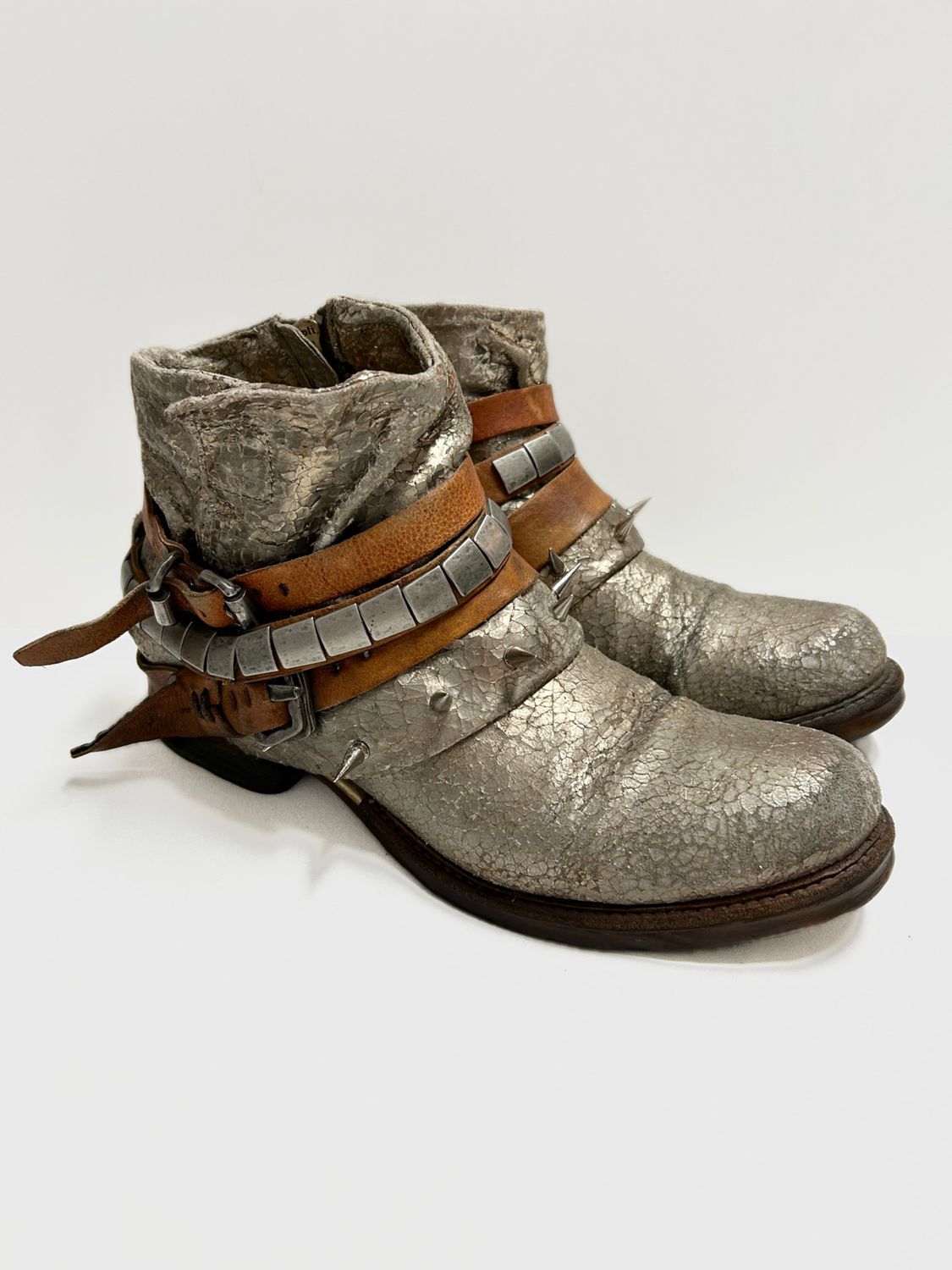 A.S.98 Silver Plated Harness Boot Spiked