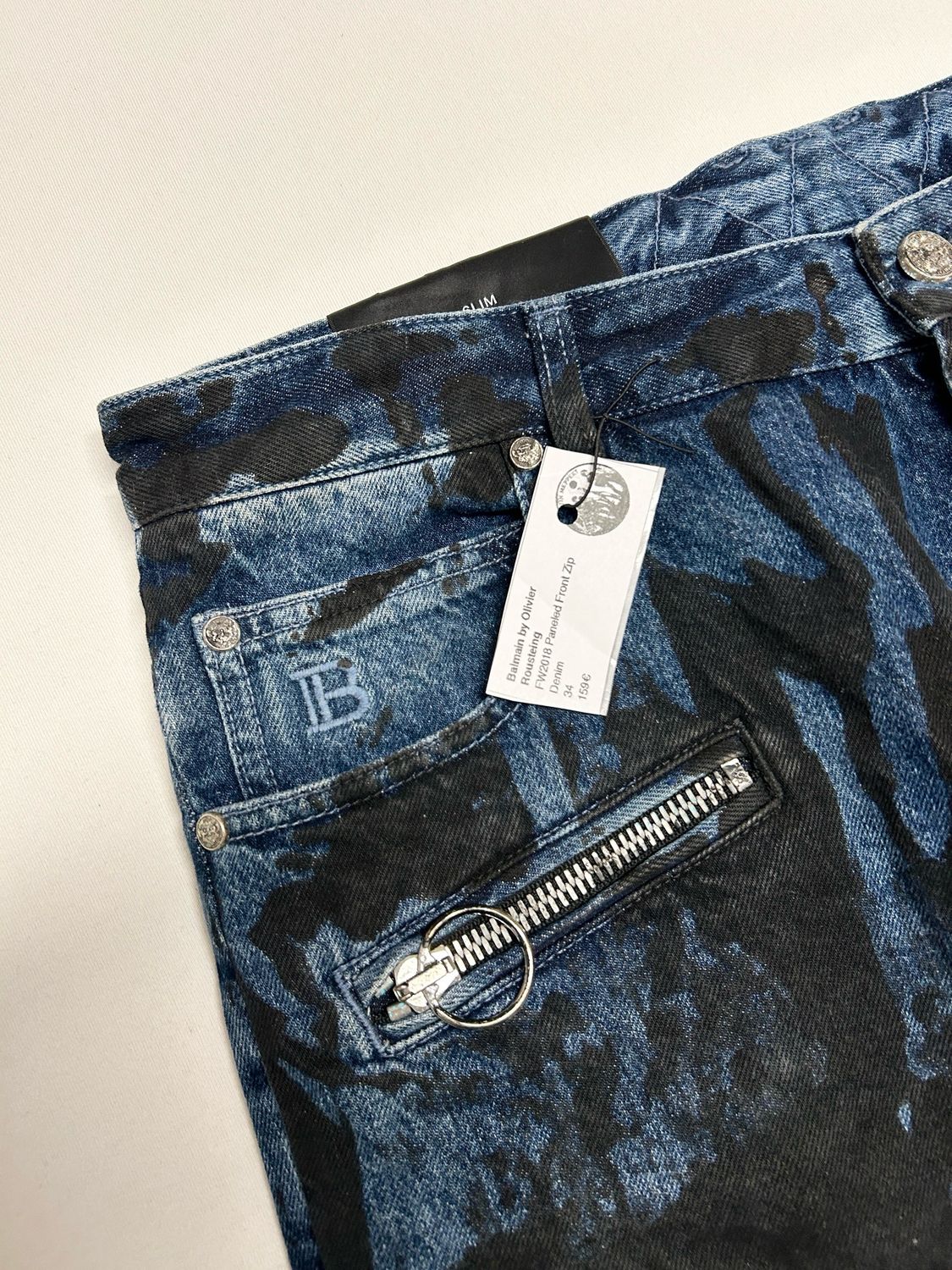 Balmain by Olivier Rousteing FW2018 Paneled Front Zip Denim 