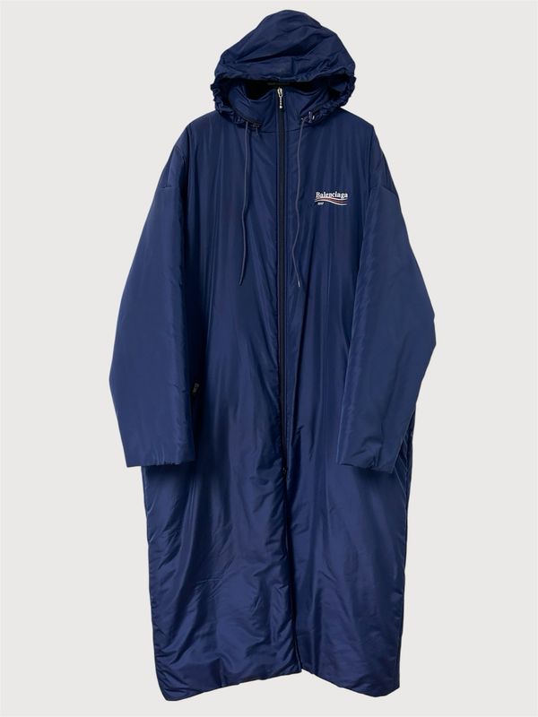 Balenciaga by Demna Gvasalia FW2017 Runway Political Campaign Logo Puffer Coat