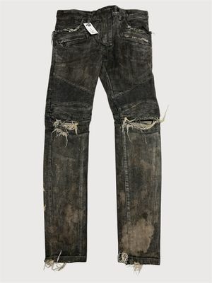 Balmain by Olivier Rousteing FW2015 Distressed Biker Denim Black