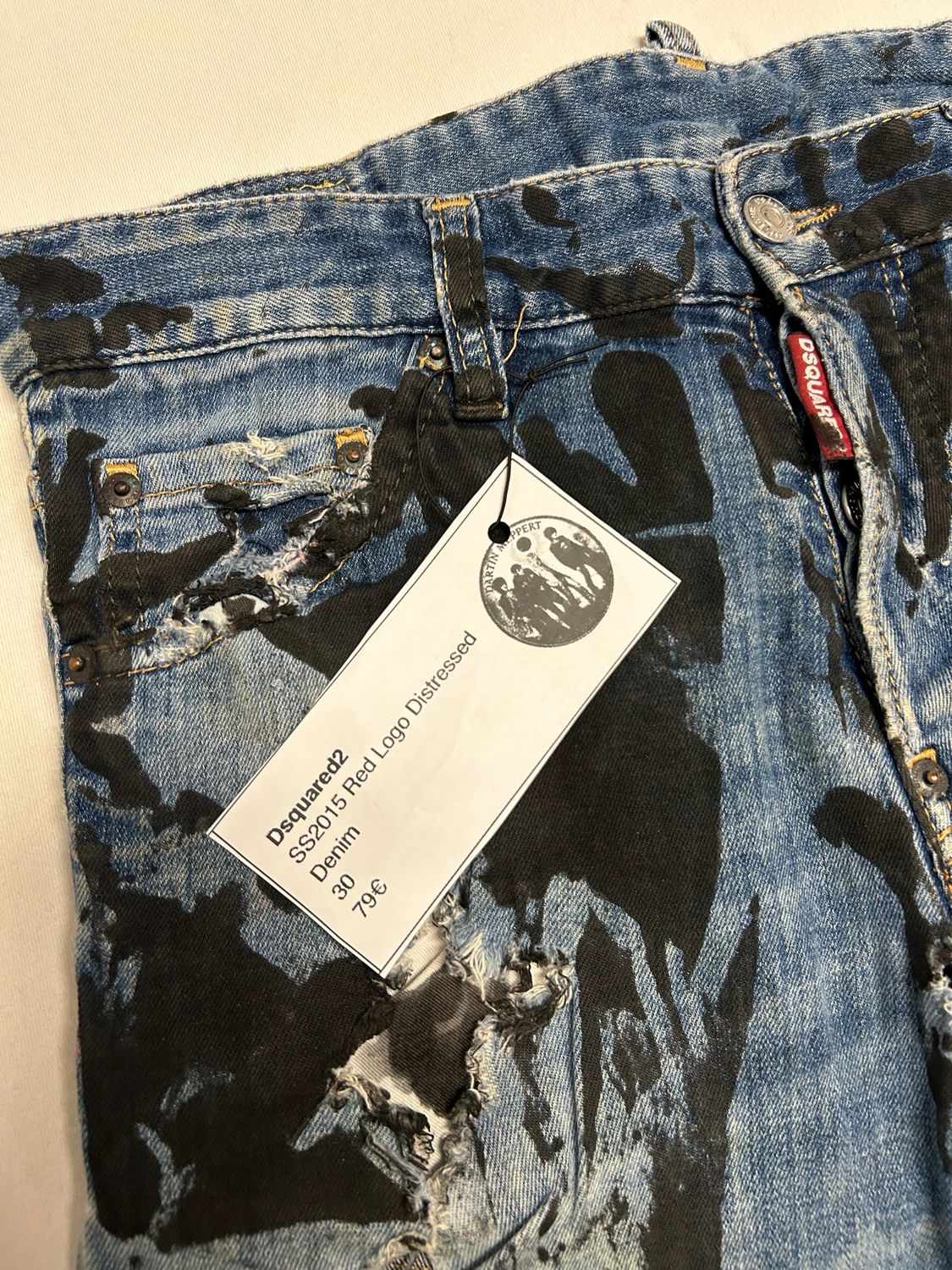 Dsquared2 SS2015 Red Logo Distressed Denim