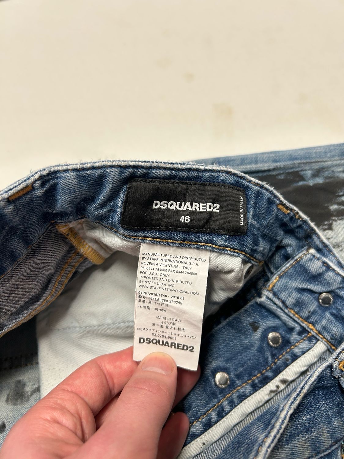 Dsquared2 SS2015 Red Logo Distressed Denim