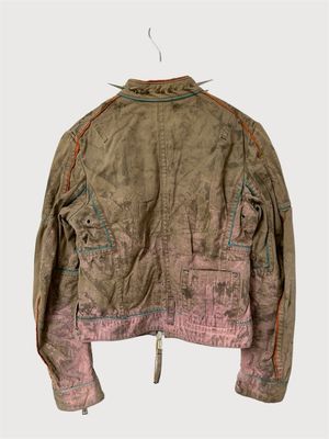 Dsquared2 by Dean and Dan Caten 2008 Paneled Moto Biker Jacket Spiked
