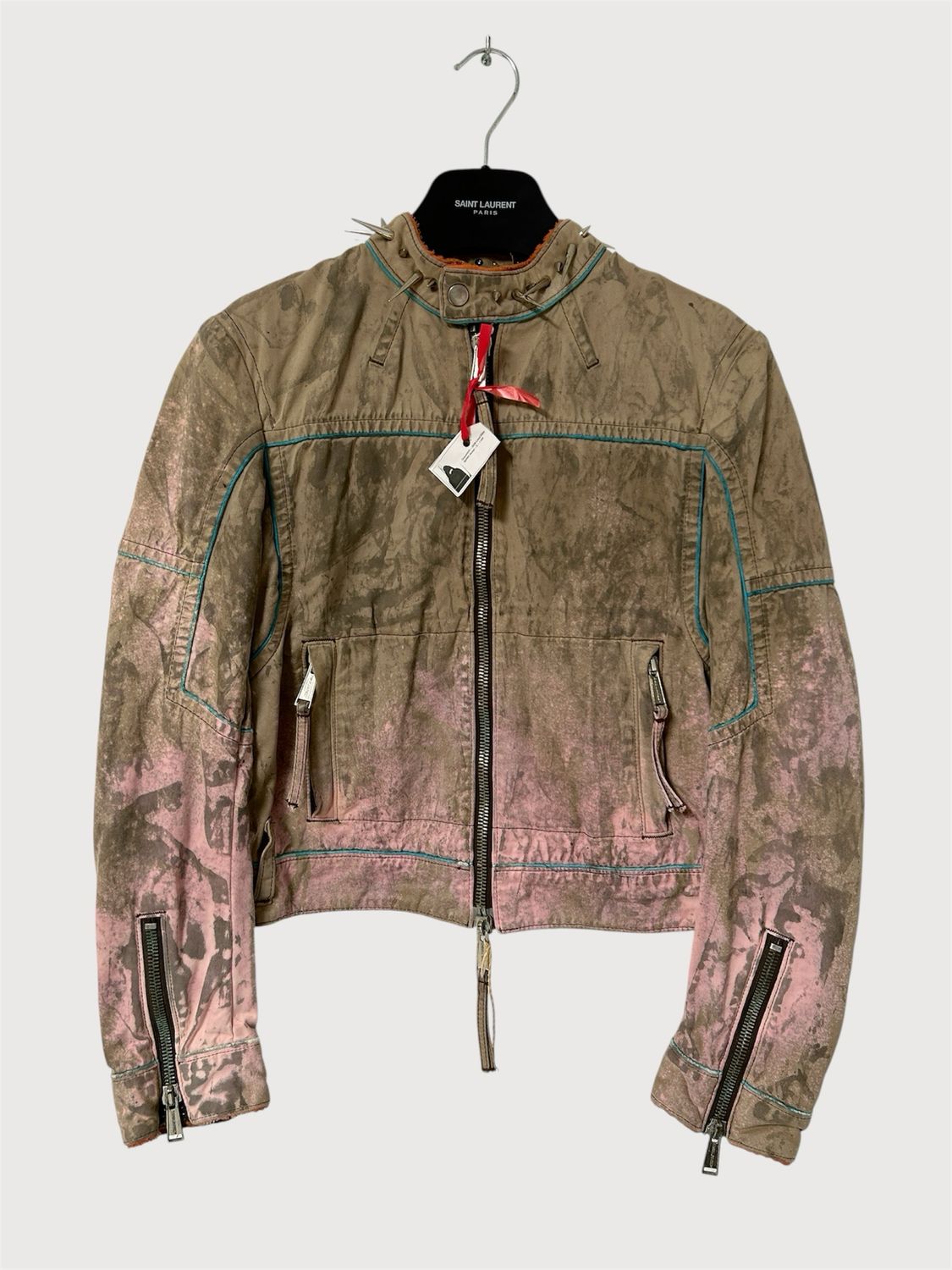 Dsquared2 by Dean and Dan Caten 2008 Paneled Moto Biker Jacket Spiked