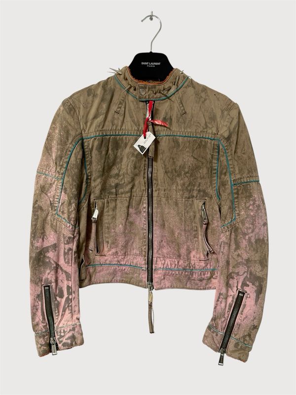 Dsquared2 by Dean and Dan Caten 2008 Paneled Moto Biker Jacket Spiked