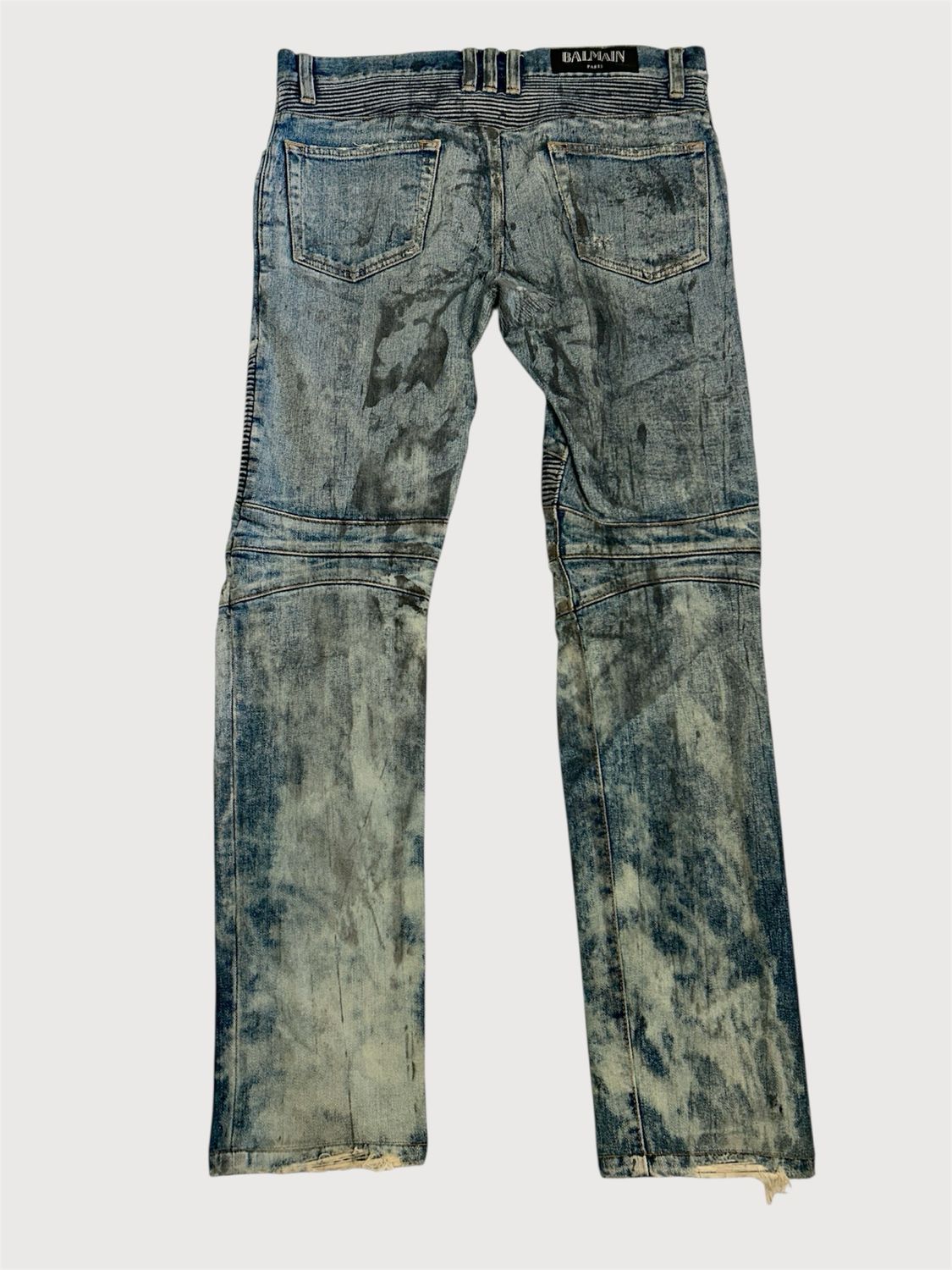 Balmain by Olivier Rousteing FW2015 Distressed Biker Denim