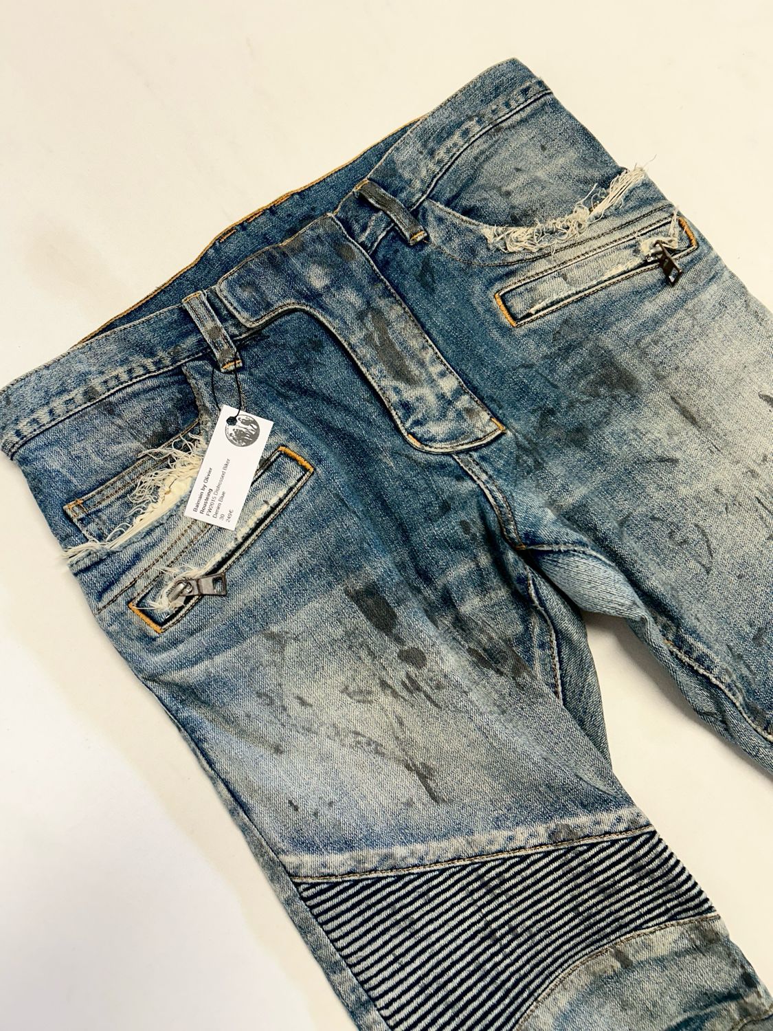 Balmain by Olivier Rousteing FW2015 Distressed Biker Denim