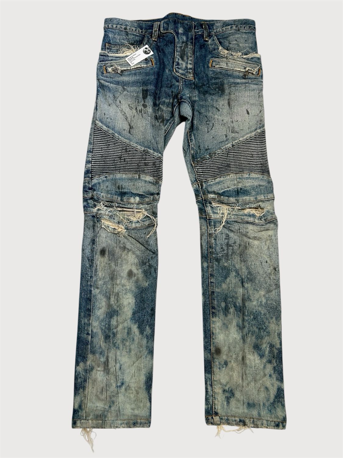 Balmain by Olivier Rousteing FW2015 Distressed Biker Denim