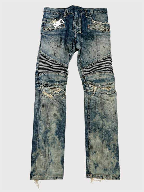 Balmain by Olivier Rousteing FW2015 Distressed Biker Denim