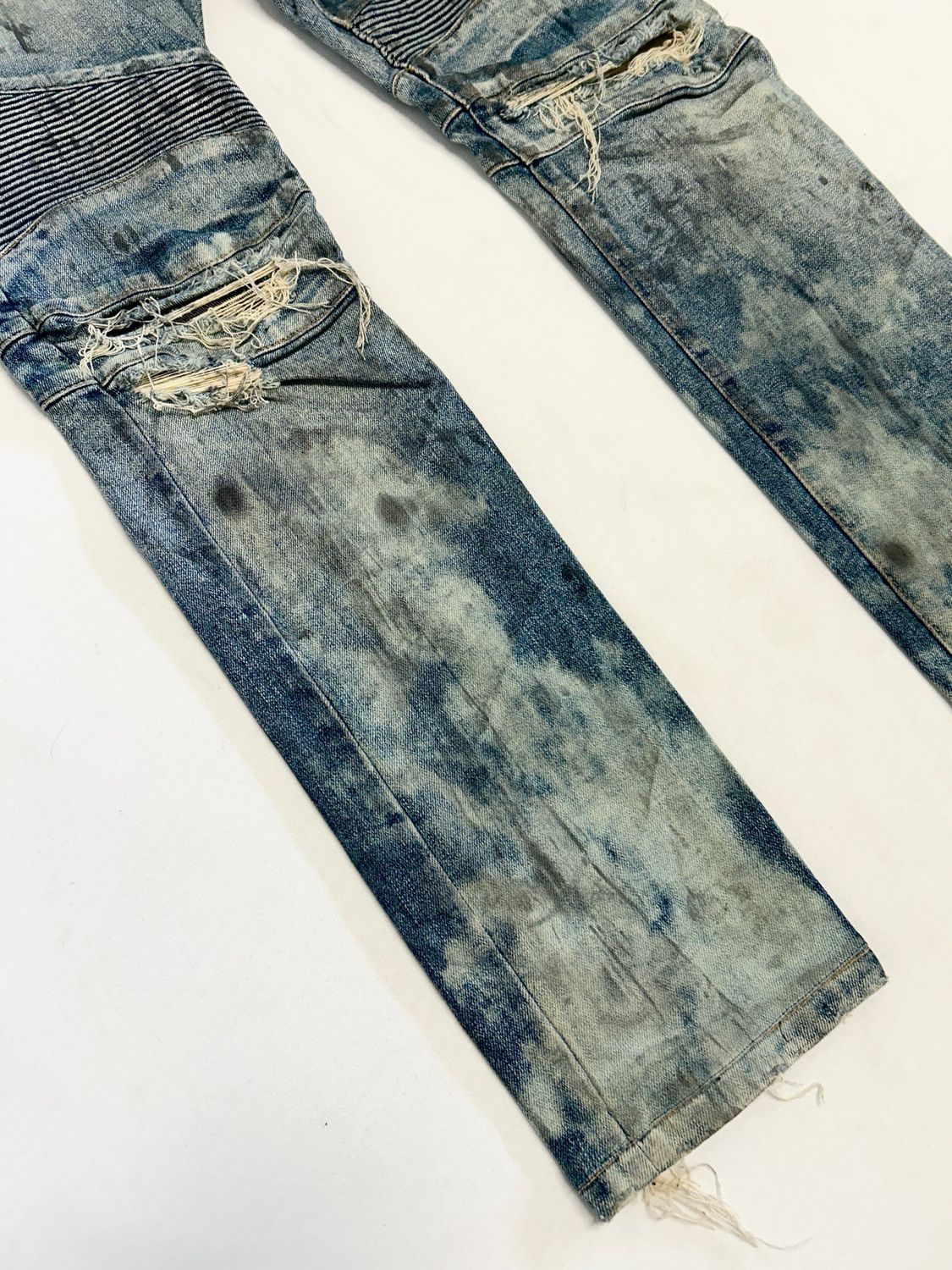 Balmain by Olivier Rousteing FW2015 Distressed Biker Denim