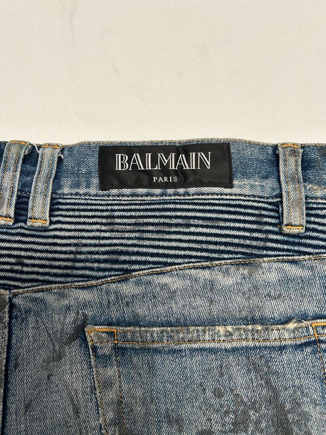 Balmain by Olivier Rousteing FW2015 Distressed Biker Denim