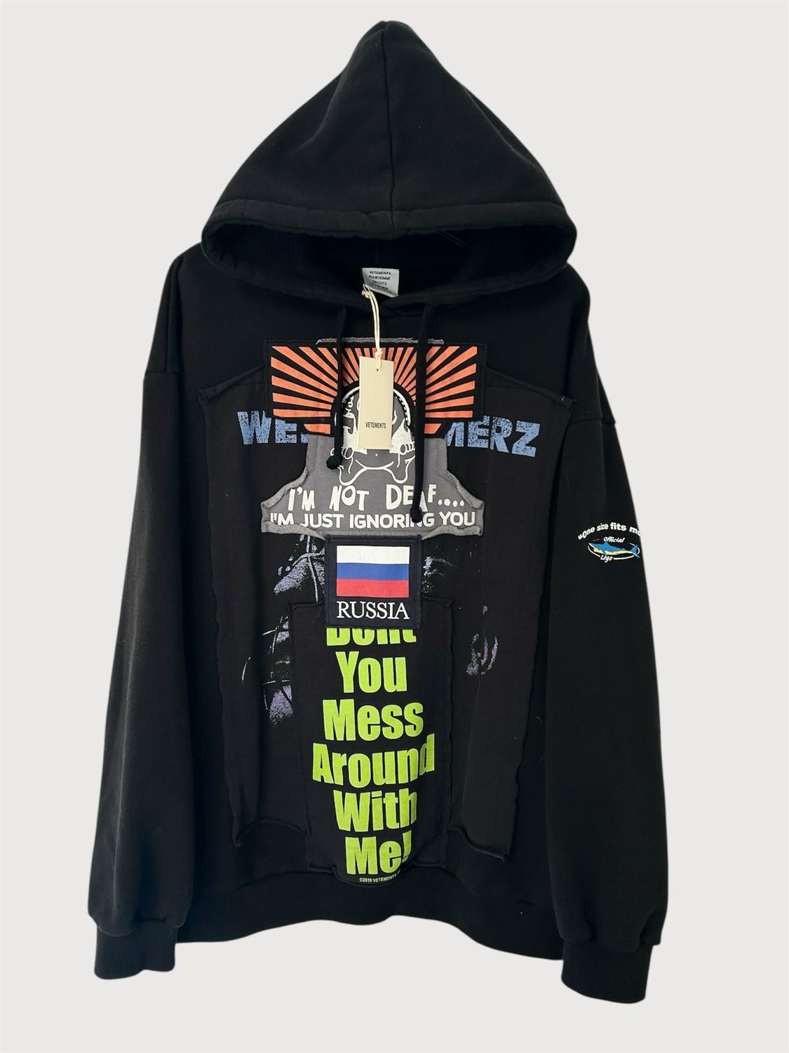 Vetements by Demna Gvasalia  FW2019 Runway Russian Patchwork Hoodie