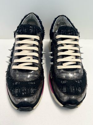 Chanel by Karl Lagerfeld  FW2014 Runway Tweed Spiked Runner Sneakers