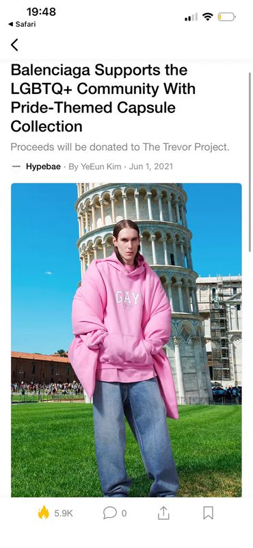 Balenciaga by Demna Gvasalia  2021 Pride “GAY” Hoodie