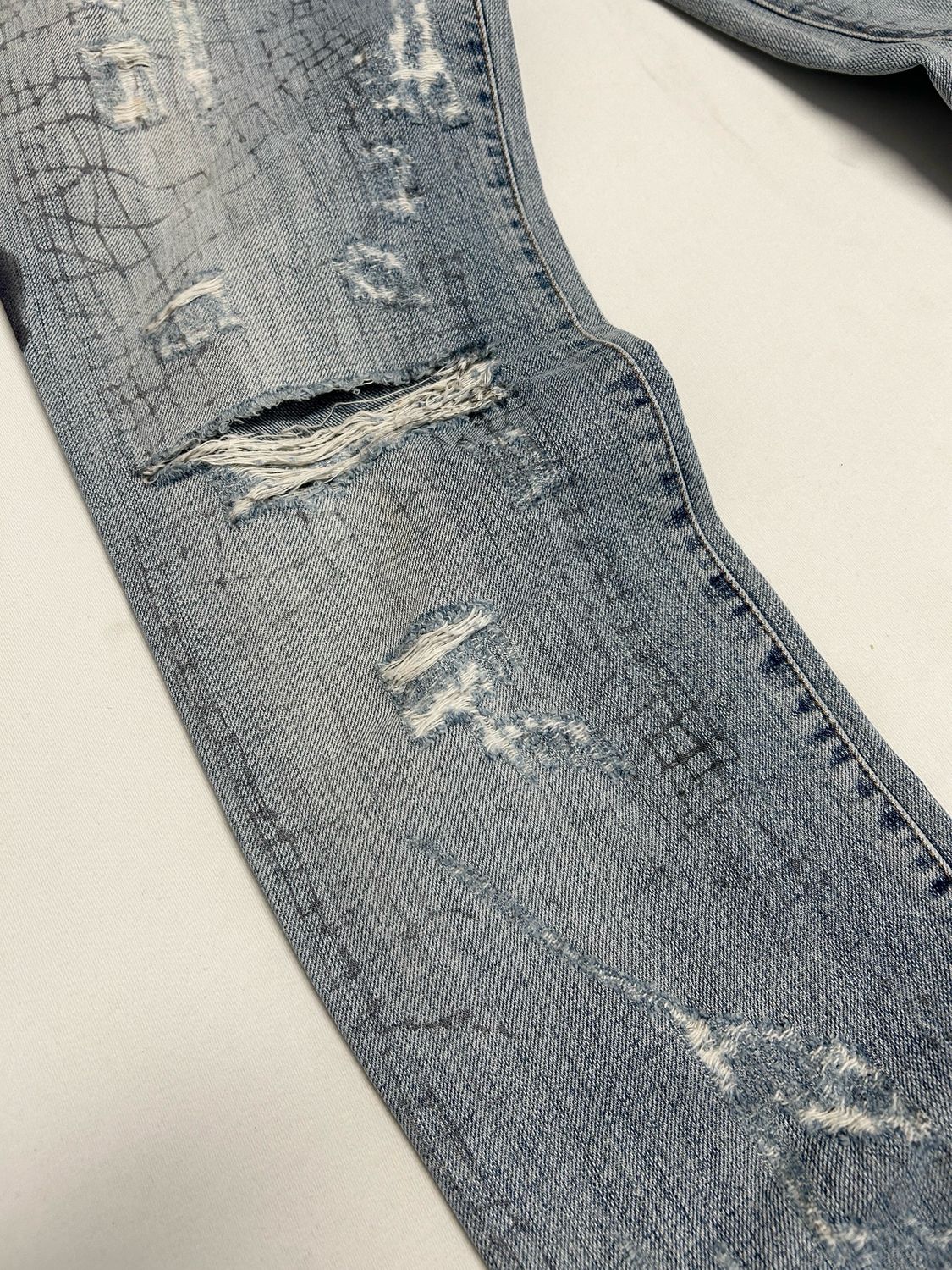 Dolce &amp; Gabbana 2000s Distressed Grid Print Denim 
