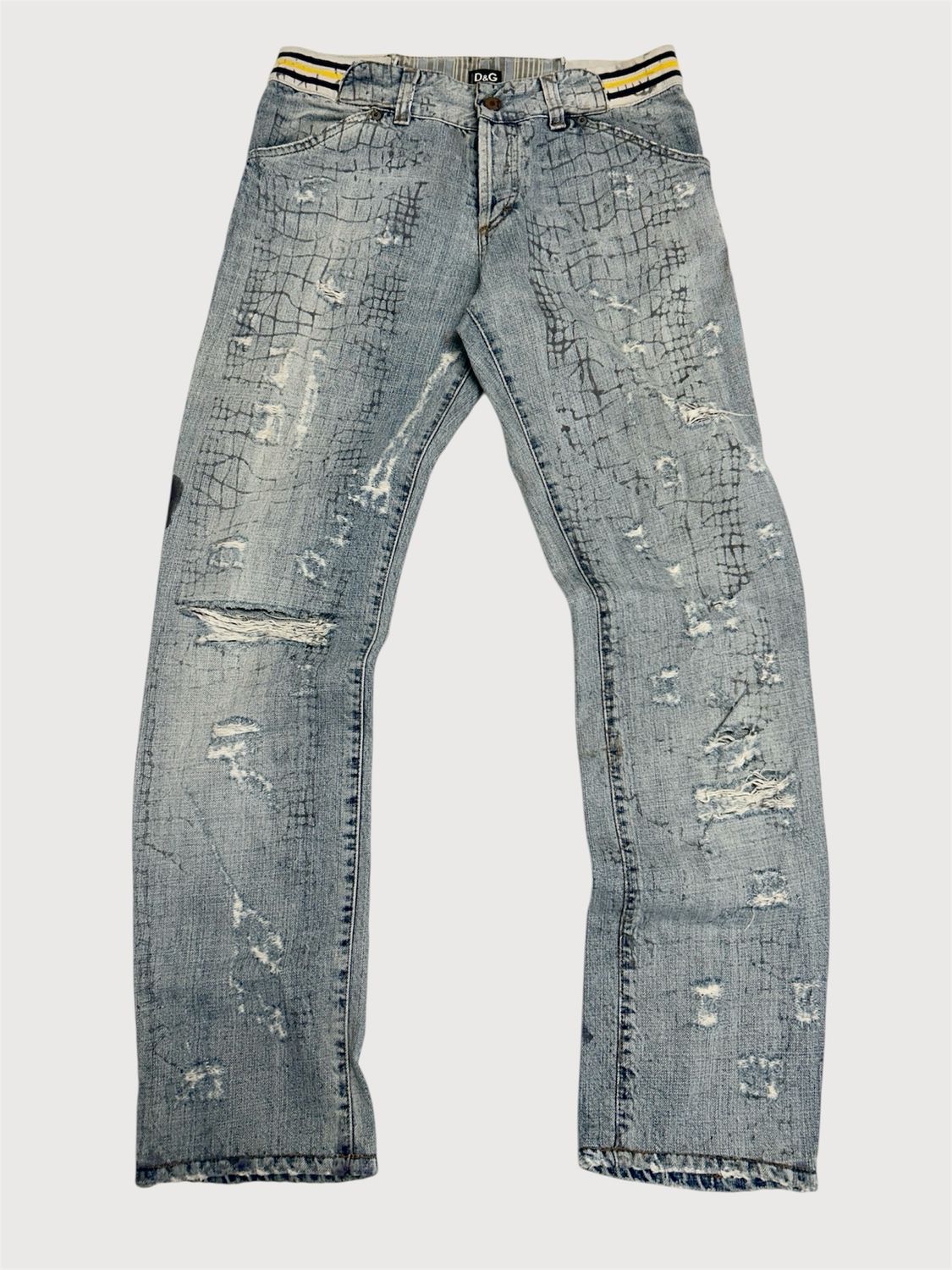 Dolce &amp; Gabbana 2000s Distressed Grid Print Denim 