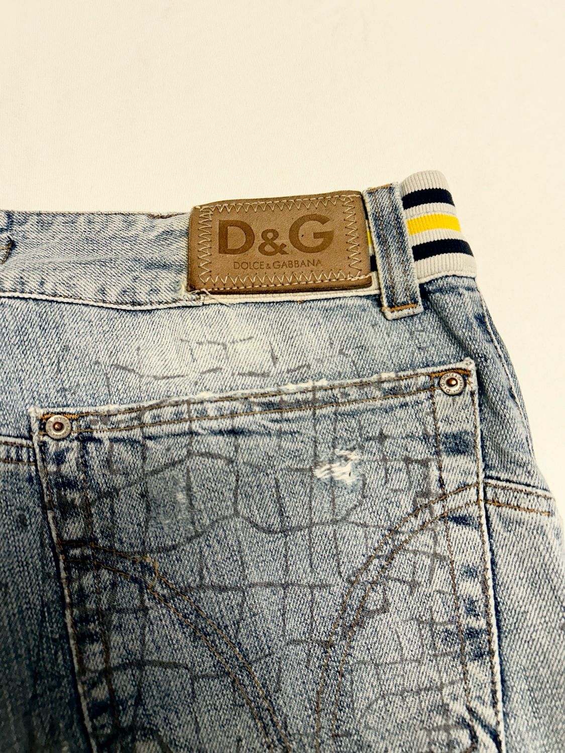 Dolce &amp; Gabbana 2000s Distressed Grid Print Denim 