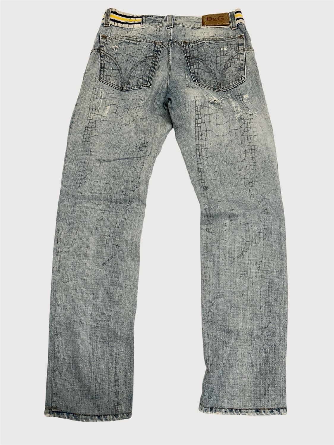 Dolce &amp; Gabbana 2000s Distressed Grid Print Denim 