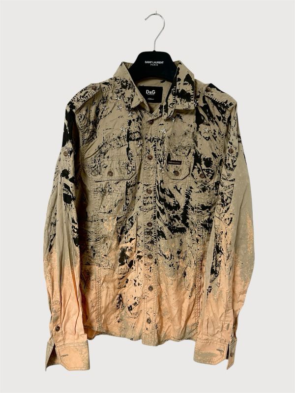Dolce &amp; Gabbana  ~2007 Military Multi Pocket Paint Splatter Star Stud Shirt