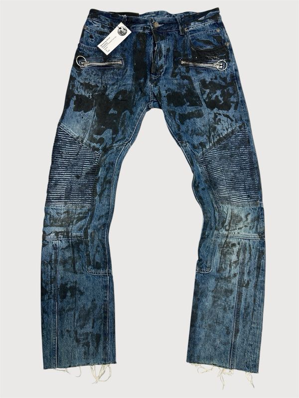 Balmain by Olivier Rousteing FW2018 Paneled Front Zip Denim Balmain by Olivier Rousteing FW2018 Paneled Front Zip Denim