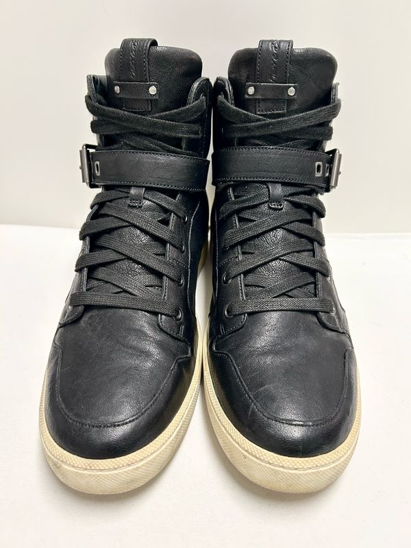 Balmain  2012 Buckle Strap Leather High-Top Sneakers