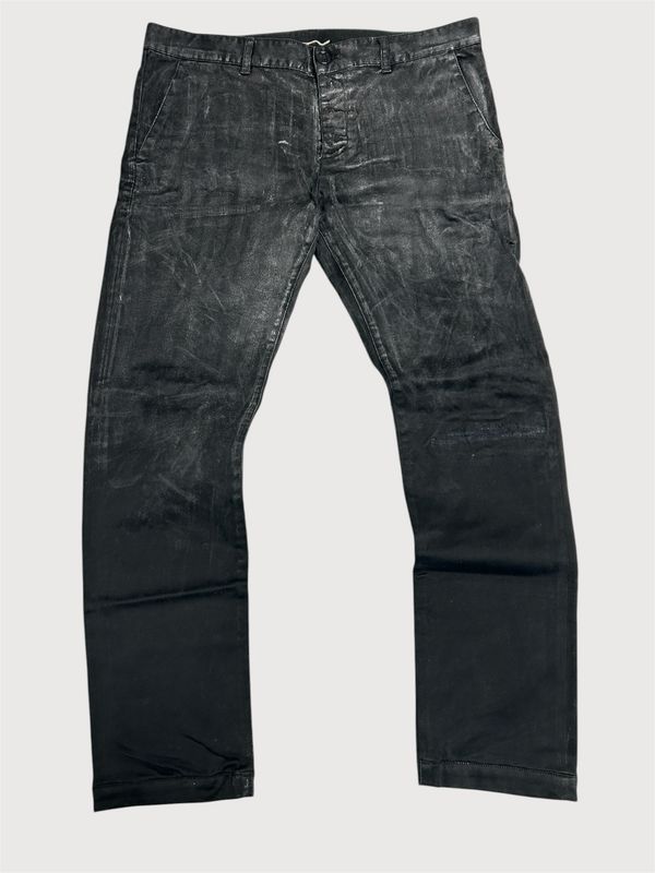 Saint Laurent Paris by Anthony Vaccarello SS2017 Distressed Waxed Denim Pants