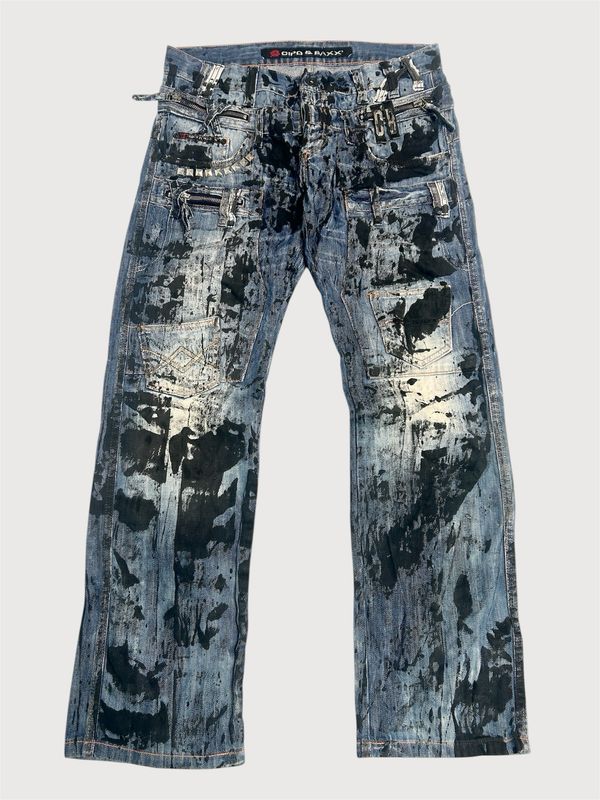 Cipo &amp; Baxx  2000s Double Waist Paint Splatter Jeans