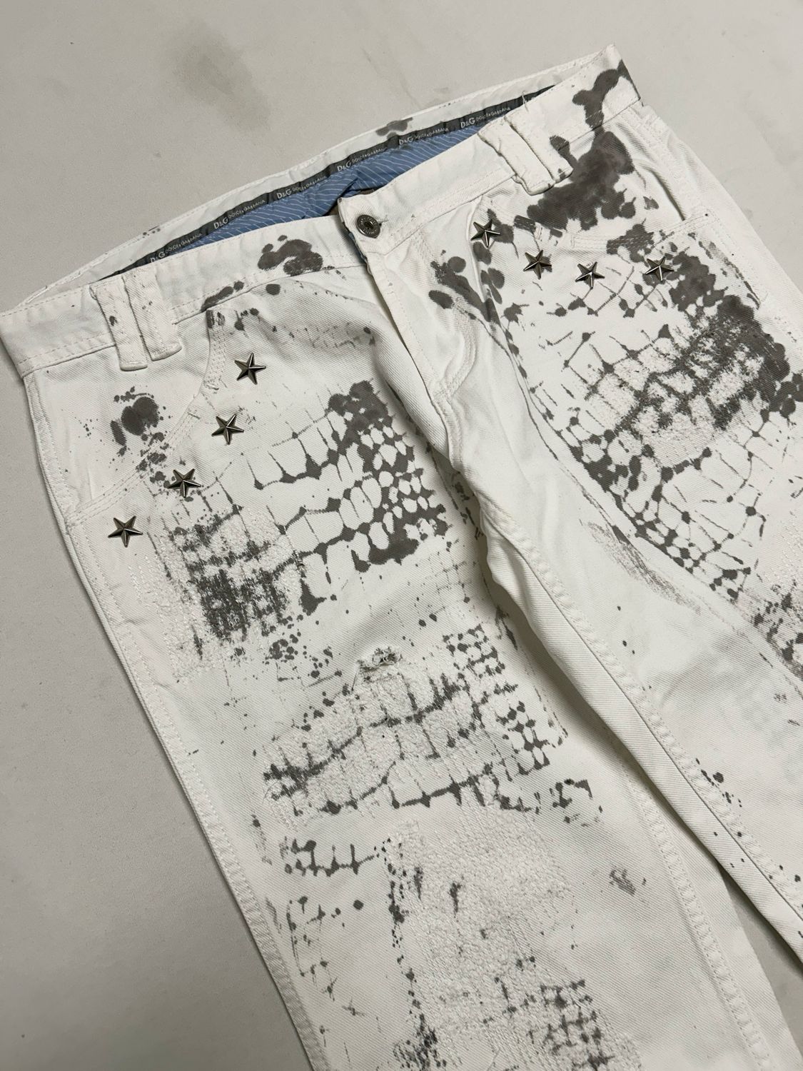 Dolce &amp; Gabbana  2000s Repaired Grid Print Jeans