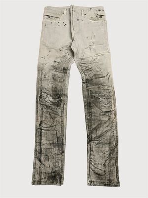 Balmain by Olivier Rousteing SS2017 Painted Distressed Biker Denim