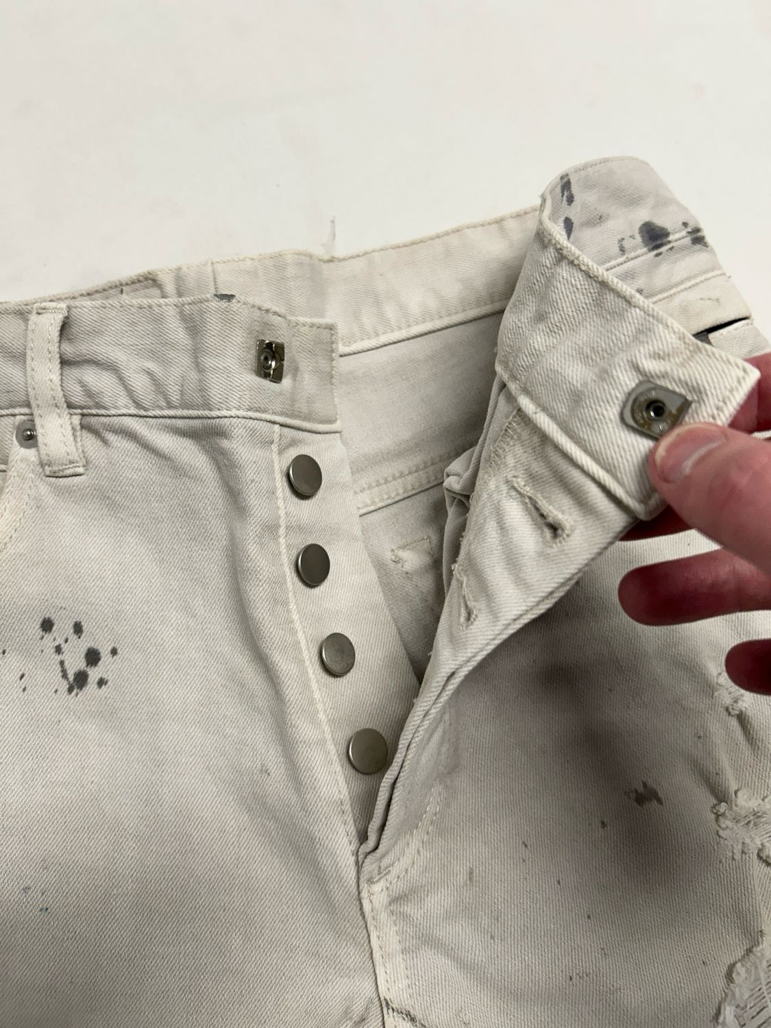 Balmain by Olivier Rousteing SS2017 Painted Distressed Biker Denim