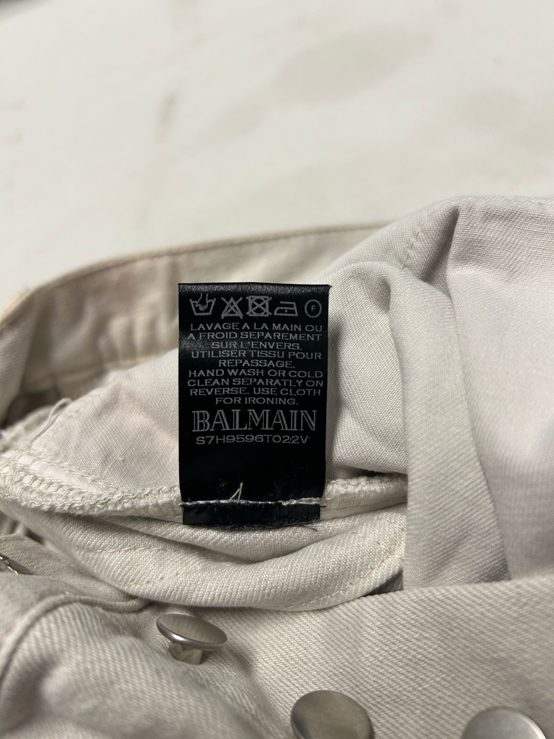 Balmain by Olivier Rousteing SS2017 Painted Distressed Biker Denim