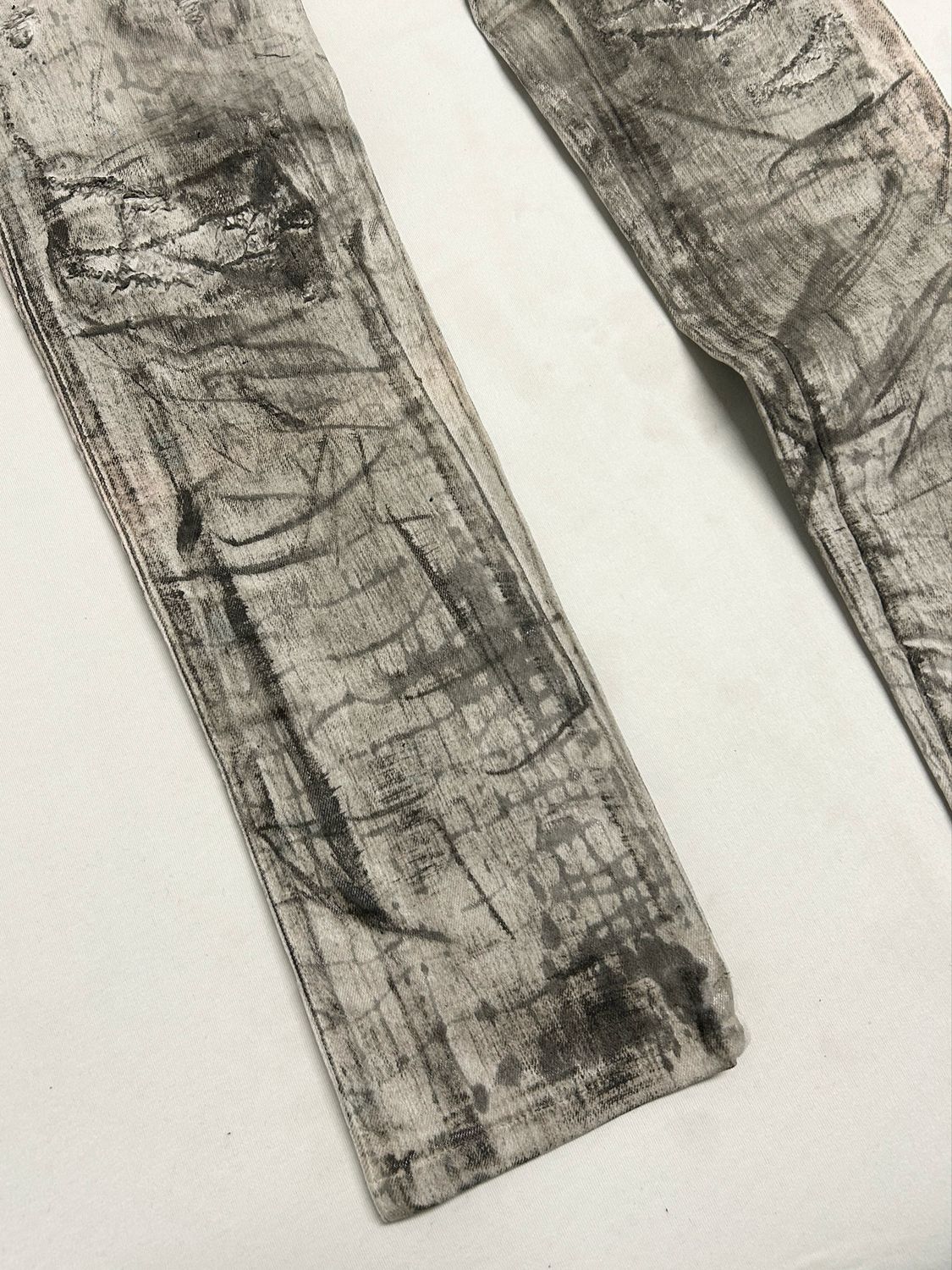 Balmain by Olivier Rousteing SS2017 Painted Distressed Biker Denim