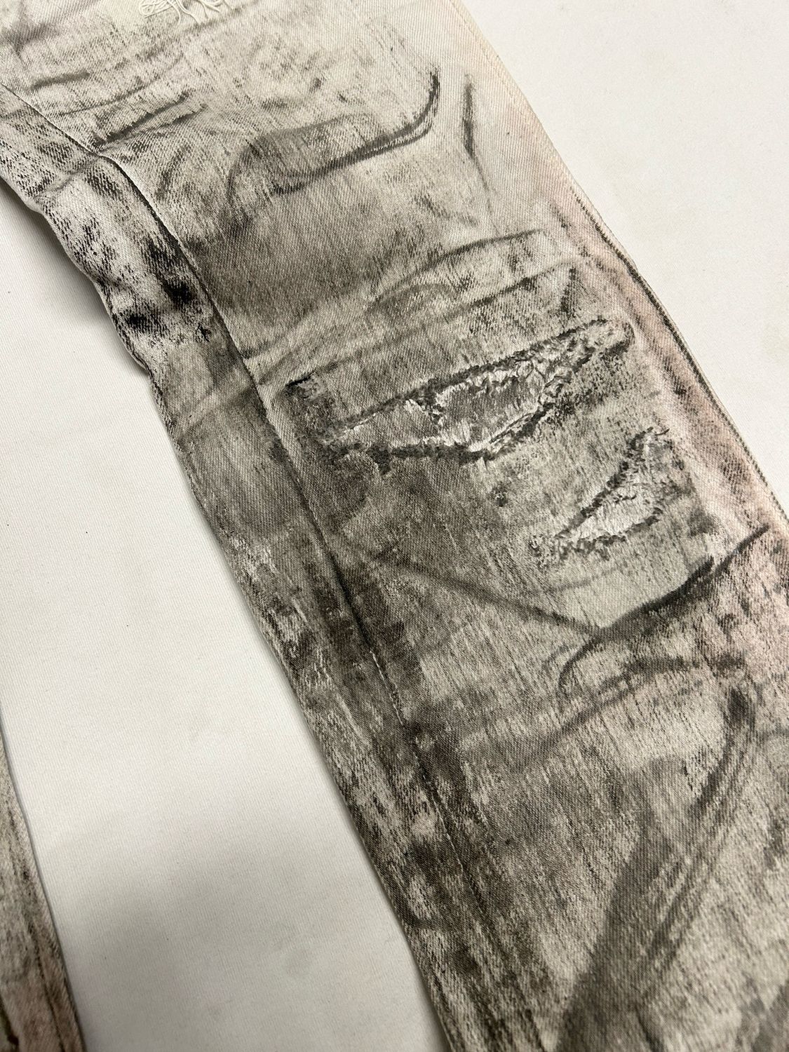 Balmain by Olivier Rousteing SS2017 Painted Distressed Biker Denim