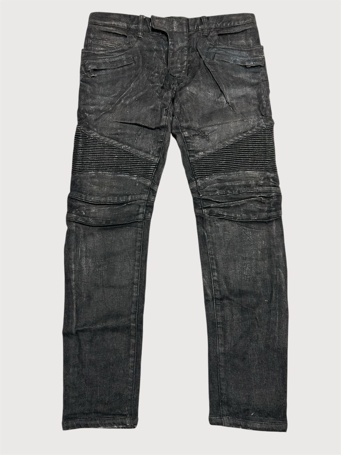 Balmain by Christophe Decarnin 2011 Waxed Biker Denim Jeans