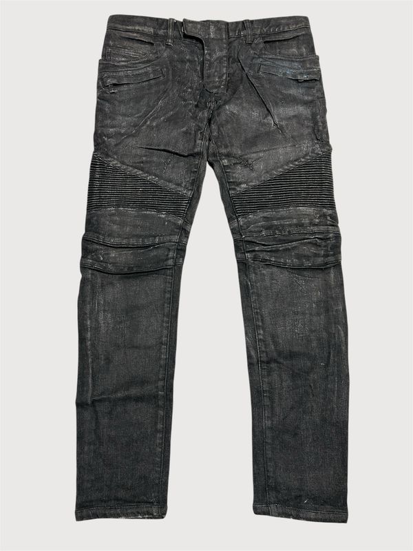 Balmain by Christophe Decarnin 2011 Waxed Biker Denim Jeans