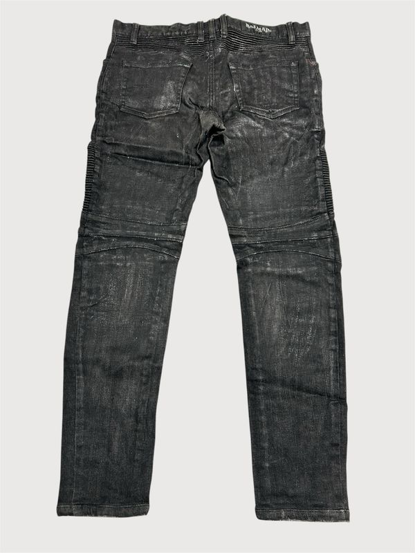 Balmain by Christophe Decarnin 2011 Waxed Biker Denim Jeans