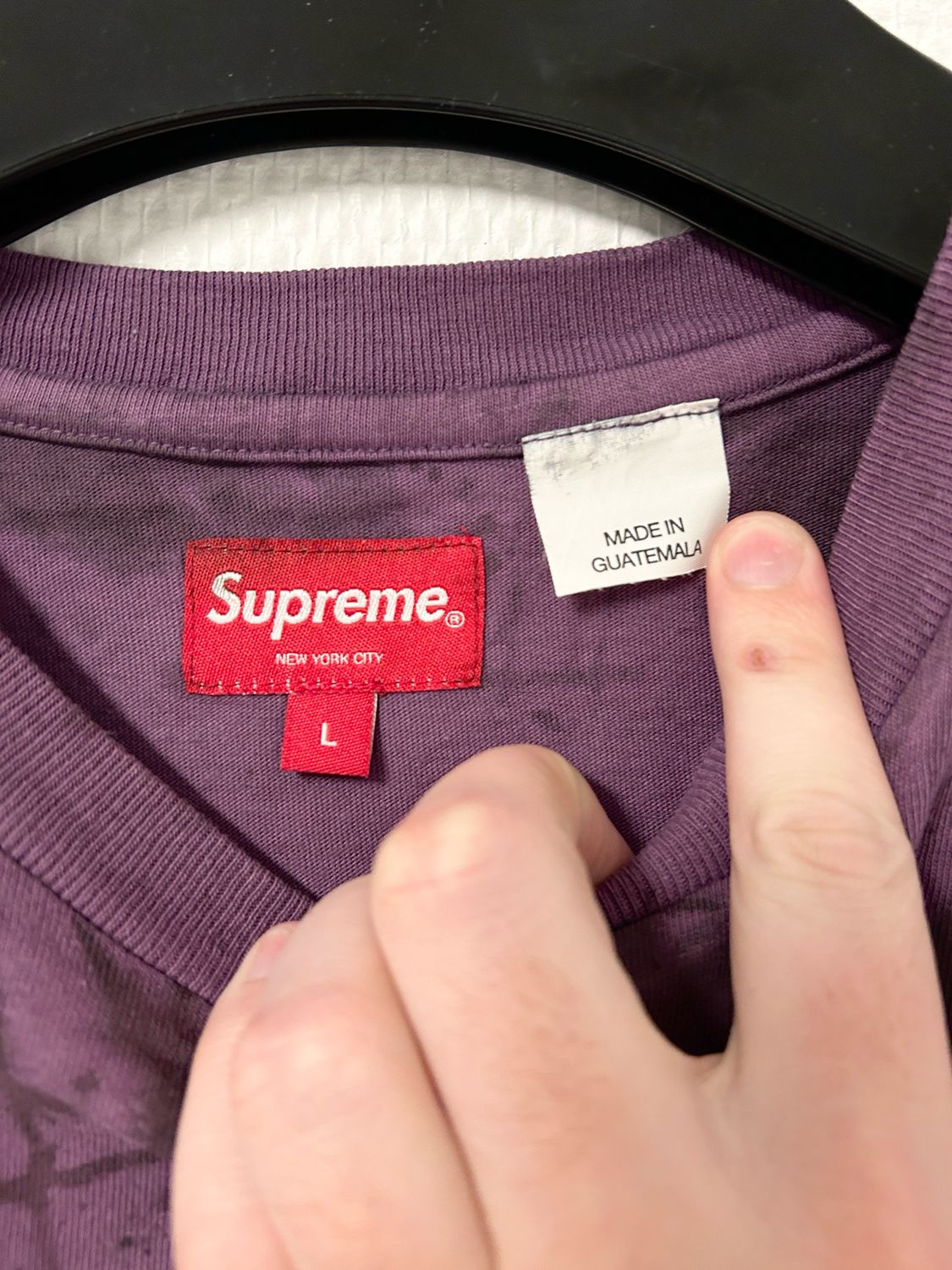 Supreme  Embroidered Grid Print Logo T-Shirt