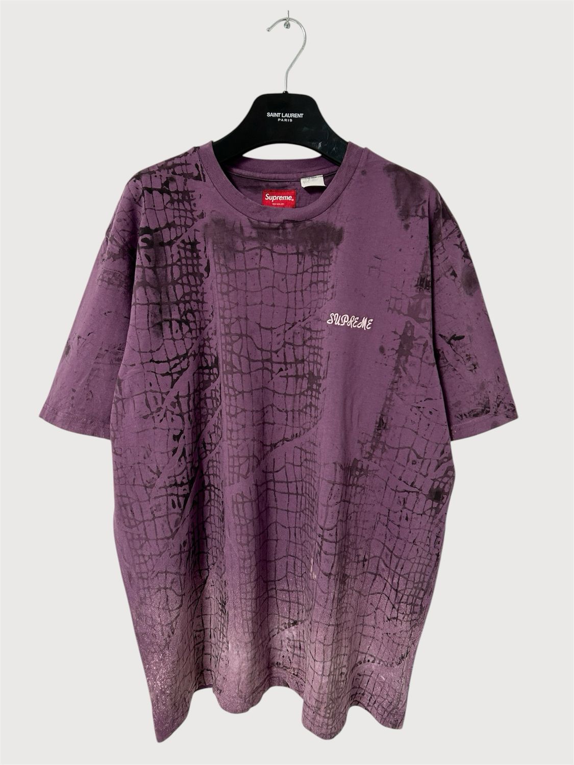 Supreme  Embroidered Grid Print Logo T-Shirt