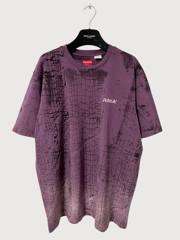 Supreme  Embroidered Grid Print Logo T-Shirt