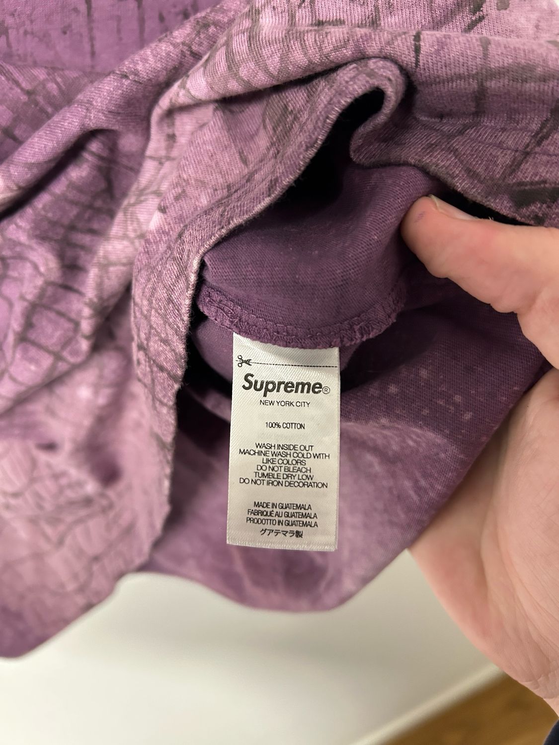 Supreme  Embroidered Grid Print Logo T-Shirt