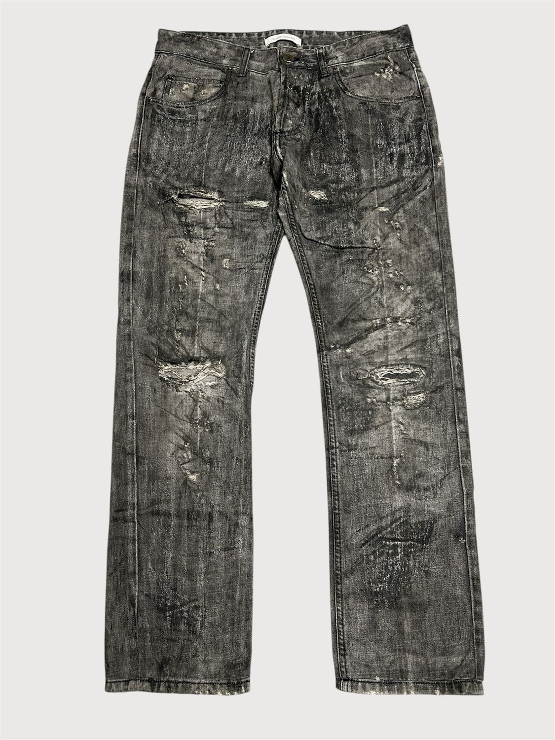 Balmain FW2017 Distressed Waxed Denim