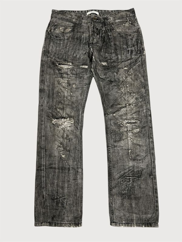 Balmain FW2017 Distressed Waxed Denim